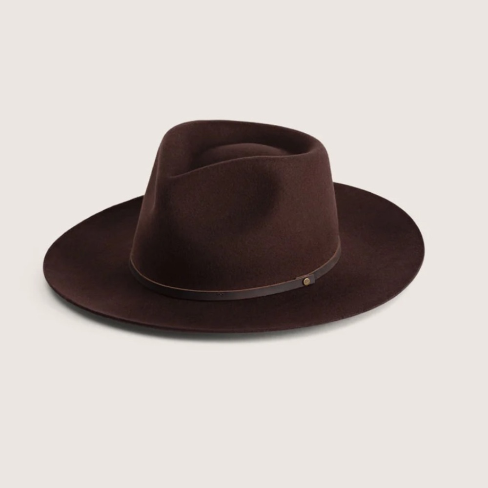 Wide Brim Felt Fedora Hat in Dark Brown